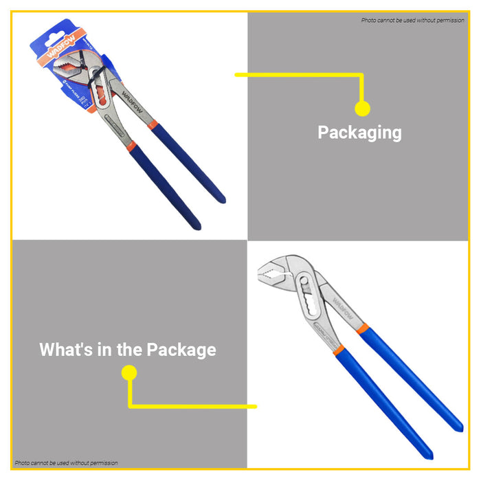 BUILDMATE Wadfow Water Pump Pliers 12" Inch Tongue and Groove Channel Lock Pliers for Plumbing WPL9C12 - WHT