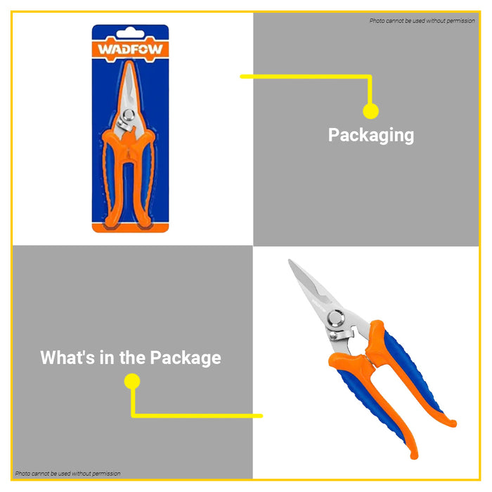 BUILDMATE Wadfow Electrician's Scissors 7" (178mm) / 8" (200mm) with Teeth Multi-Purpose Electrical Wire Stripper Cutting Scissors SOLD PER PIECE - WHT