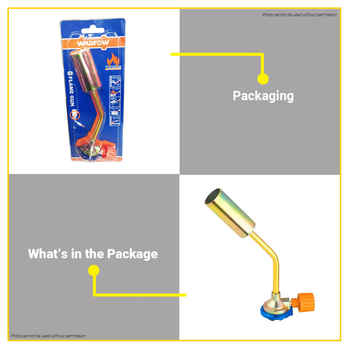 BUILDMATE Wadfow Flame Gun 145mm-195mm Burner Multi-Purpose Butane Gas Torch Heating SOLD PER PIECE WFG1602 / WFG1604 / WFG2602 - WHT