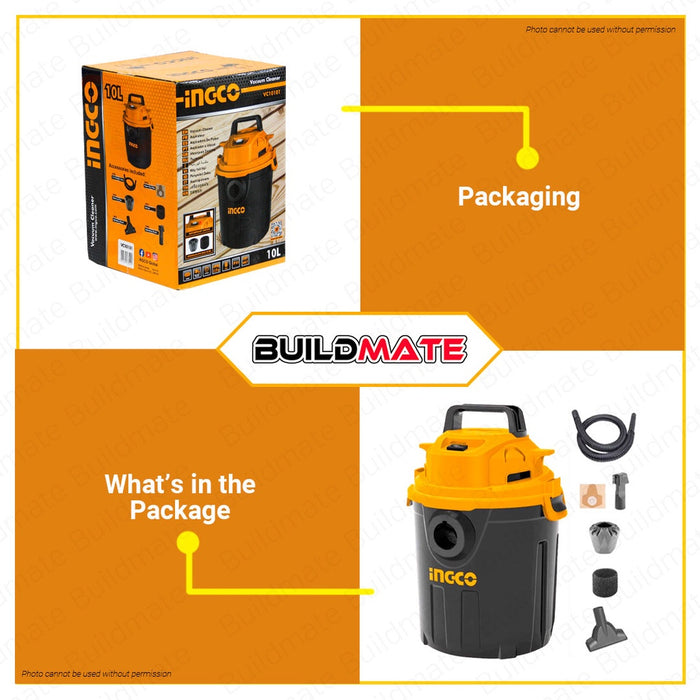 BUILDMATE Ingco Wet & Dry Vacuum Cleaner 10L 1000W With Thermo Fuse Carpet Dirt Cleaner Dust Car Home Cleaning Tool VC10101 - IPT