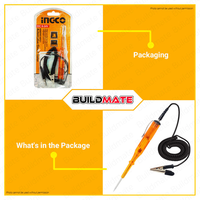 BUILDMATE Ingco Test Pencil AC 100 - 250V | DC6V-12V-24V Automotive Circuit Test Flathead Screwdriver Electric Pen [SOLD PER PIECE] AC Voltage Tester Test Light Circuit Tester Pen Voltage Detector Pen Circuit Tester Tool Hand Tool • IHT