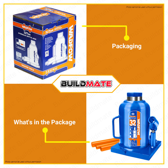 WADFOW 32 TONS Hydraulic Bottle Jack Welded Bottle Jack 32 Ton Easy Lifting WHJ1532 •BUILDMATE• WHT