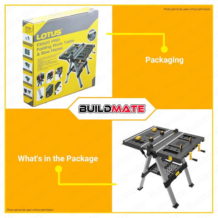BUILDMATE Lotus Sawhorse Jobsite Table Wood Working Stand Lightweight Folding Work Table Workbench and Saw Horse LT700SHX | FX500-PRO