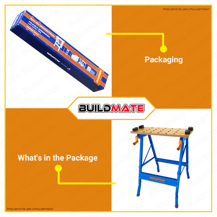 BUILDMATE Wadfow Foldable Workbench Folding Workbench Clamping Workbench Table Bench Portable Work Bench Benchtop Woodworking Table with Storage WWE1525 • WHT