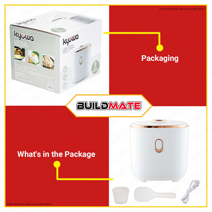 BUILDMATE Kyowa Low Sugar Rice Cooker 400W 1L 5 CUPS Automatic Electric Rice Cooker with Steamer Elegant Design Steam Rack Electric Cooker with LED Function Display KW2200 •