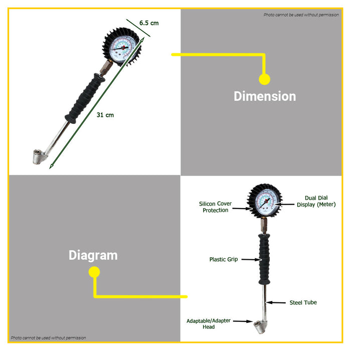 BUILDMATE Hoyoma Japan Tire Gauge 0-220PSI Automotive Air Tyre Pressure Measurement Monitoring Tool HT-TG01 - HYMHT