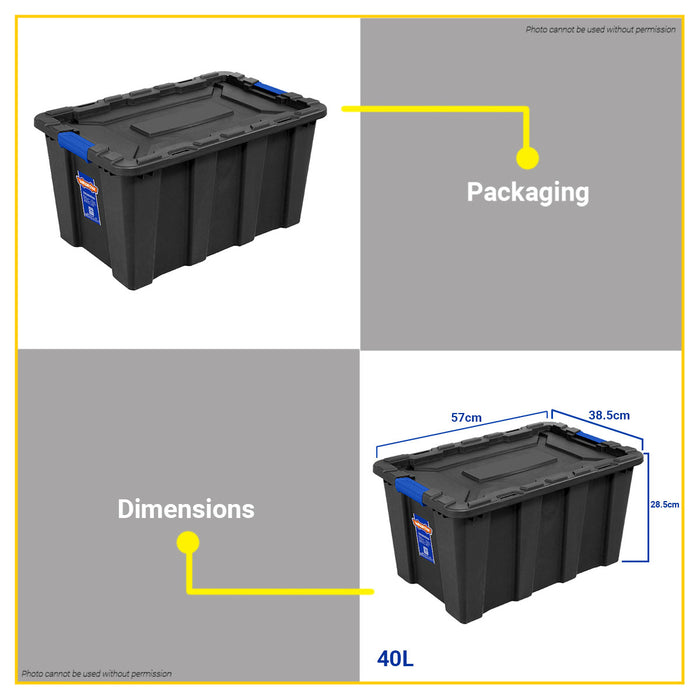 BUILDMATE Wadfow Plastic Storage Container 25L-100L Multipurpose Stackable Tub Black Organizer Bin Plastic Box SOLD PER PIECE - WHT