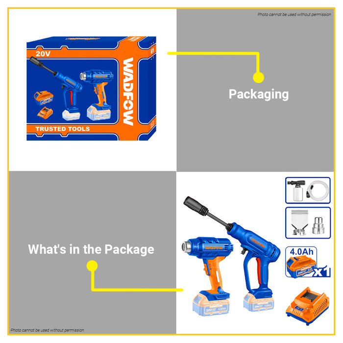 BUILDMATE Wadfow Cordless 2pcs Combo Kit Cordless Pressure Washer w/ Cordless Heat Gun WQXS1501 - WPT