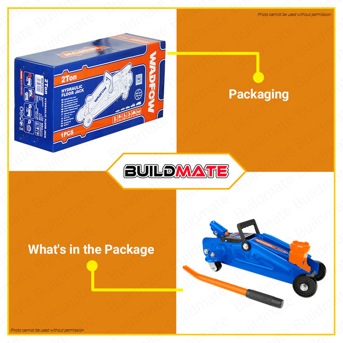 BUILDMATE Wadfow 2 Tons Hydraulic Floor Jack 5.6kg For Auto Repair Fast Lift Floor Jack Trolley WHJ2502 - WHT