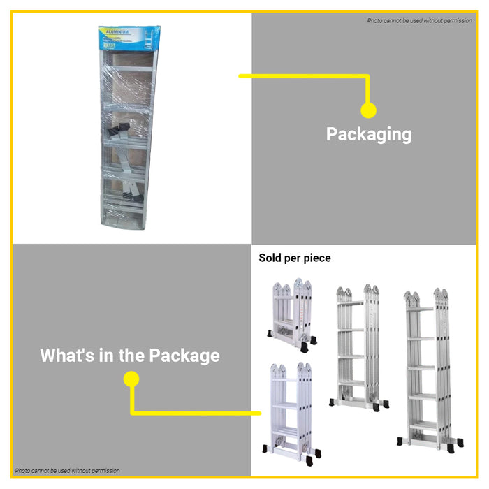 BUILDMATE Armstrong Aluminum Multipurpose Ladder 150kg Capacity Heavy Duty Adjustable Combination Folding Extendable Ladder