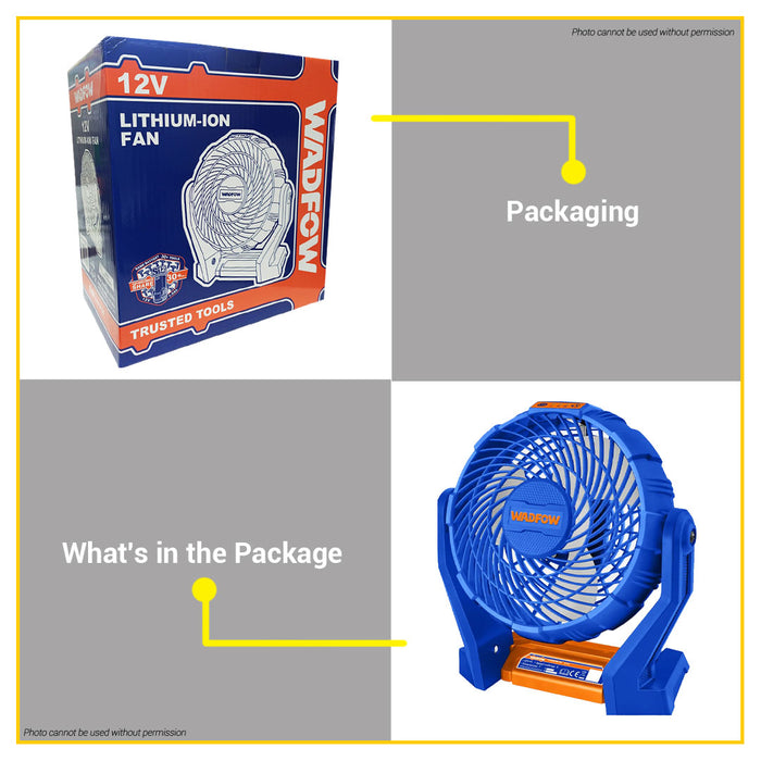 BUILDMATE Wadfow 12V Lithium-Ion Cordless Fan 7" Inch Battery Operated Outdoor & Indoor Fan UNIT ONLY WLF1507 - WCPT
