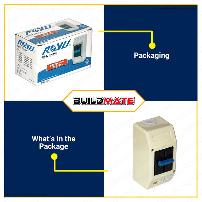 BUILDMATE Royu Safety Breaker Screw Type Terminal 15A | 20A| 30A | 40A | 60A [SOLD PER PIECE] Electrical Safety Circuit Breaker