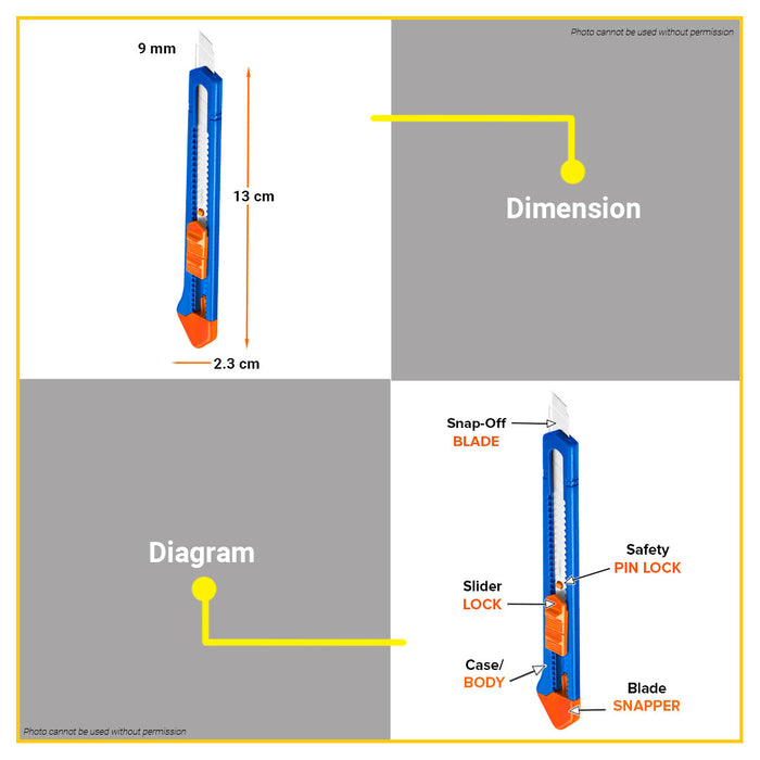 BUILDMATE Wadfow 9MM x 80MM Snap-Off Blade Knife Cutter with Flat Push Button Hand Tool WSK2902 - WHT