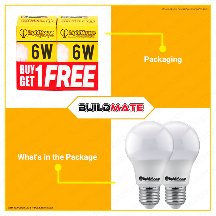 [BUY 1 GET 1 FREE] LIGHTHOUSE Led Bulb E27 Warm White Premium LED Light Bulb LED Lite Bulb •BUILDMATE•