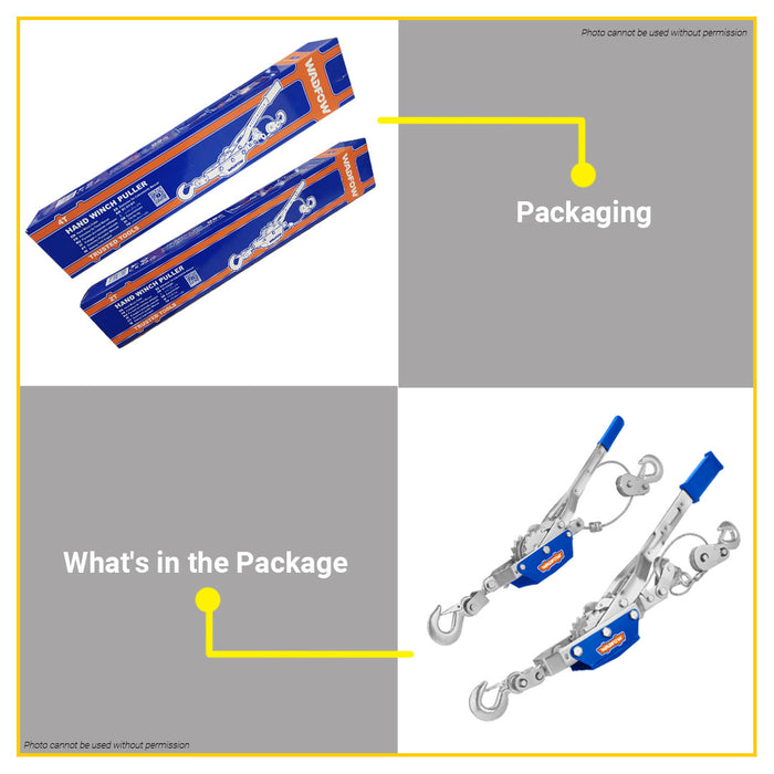 BUILDMATE Wadfow 4T Hand Winch Puller Wire Rope Ratchet Double Hook Lifting Tool Puller WJU1040 WHT