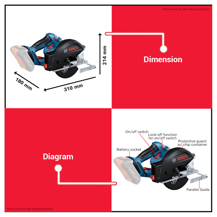 Buildmate x BOSCH Cordless Circular Saw GKM 18V-50 18V 136mm Metal Cutting Saw 06016B8080
