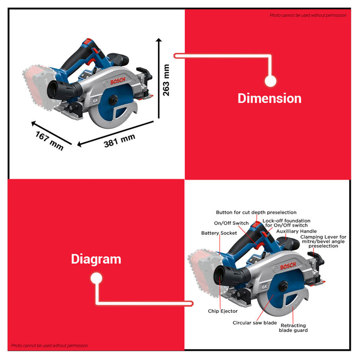 Buildmate x BOSCH Cordless Circular Saw GKS 18V-57-2 GX 18V 165mm Brushless 06016C10K0