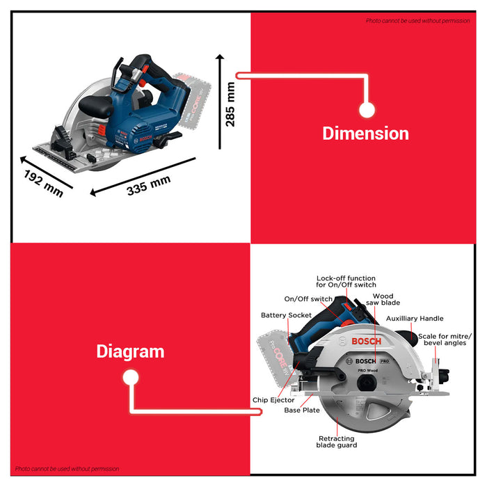 Buildmate x BOSCH Cordless Circular Saw GKS 18V-68-2 18V 184mm Wood Cutting Saw 06016D00C0