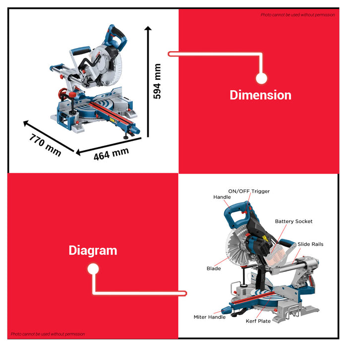 Buildmate x BOSCH Cordless PRO SOLO 18V Compound Sliding Mitre Saw GCM 18V-216 D 216mm 0601B51080