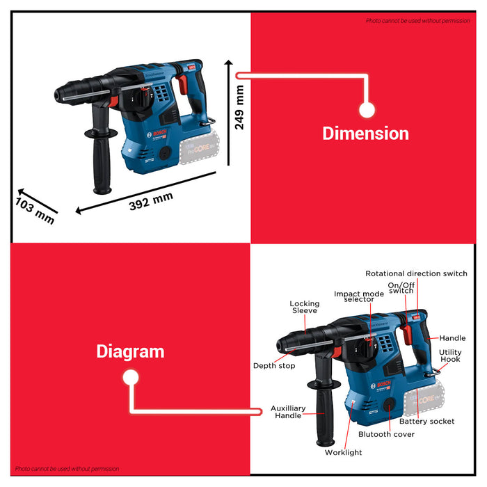 Buildmate x BOSCH Cordless Rotary Hammer GBH 18V-28 CF 3.3J SDS Plus 0611921081