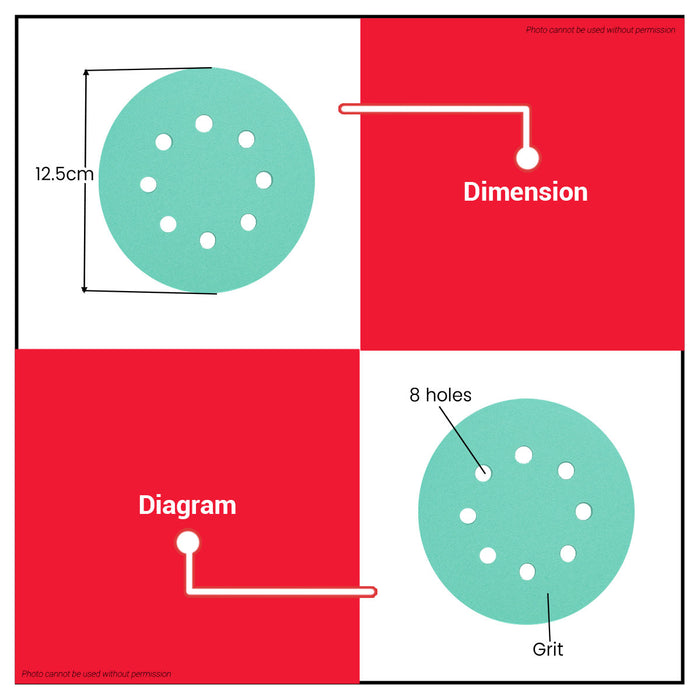 INGCO 125mm Sanding Sheet for Orbital Sander 50pcs/set AKRS125050 IHT