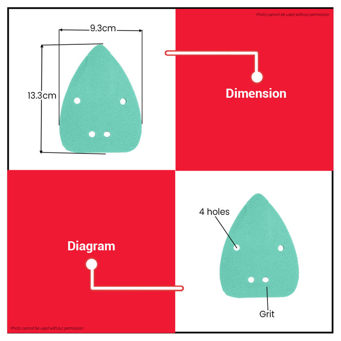 INGCO 50PCS/SET 93x133mm Sanding Sheets for Orbital Sander Assorted Grits (P40–P180) Sandpaper Pads for Wood Paint & Metal AKTS931331 - IHT