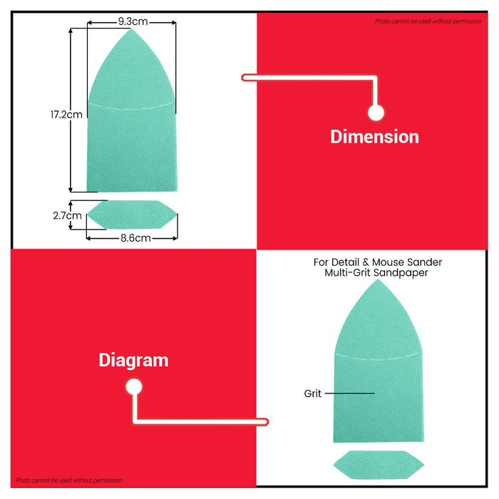 INGCO 60pcs Sanding Sheet Set For Detail & Mouse Sander Multi-Grit Sandpaper P40-P180 For Wood Paint & Metal AKTS938660 - IHT