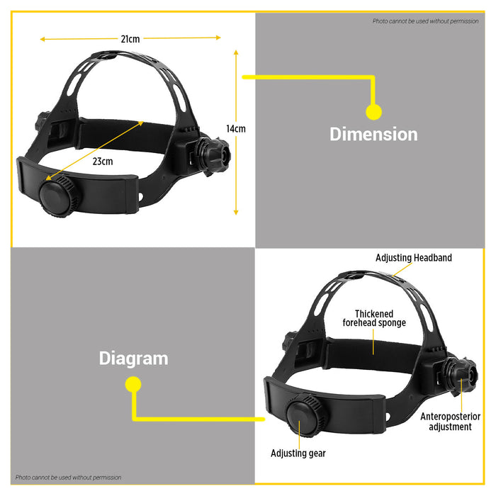 BUILDMATE Brand Adjustable Welding Helmet Mask Headband Strap with Gear Knob Foam Padded Headgear Universal Replacement Mask Harness