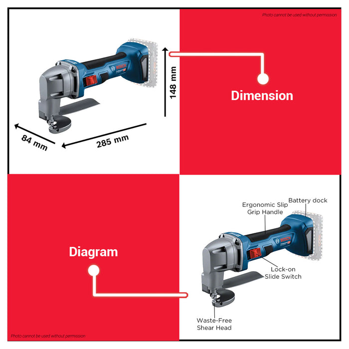Buildmate x BOSCH SOLO 18V Portable Brushless Cordless Metal Shears 1.6MM Heavy Duty Cutter GSC 18V-16 E 0601926300 BLC