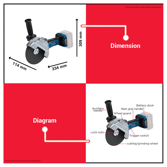 Buildmate x BOSCH Cordless Angle Grinder 18V 180mm BITURBO Brushless Heavy Duty Grinder GWS 18V-180 P 06019H6L01 BLC