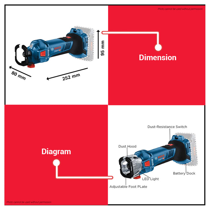 Buildmate x BOSCH SOLO Cordless Spiral Saw 18V Brushless Drywall Cut-Out Tool GCU 18V-30 06019K8080 BLC