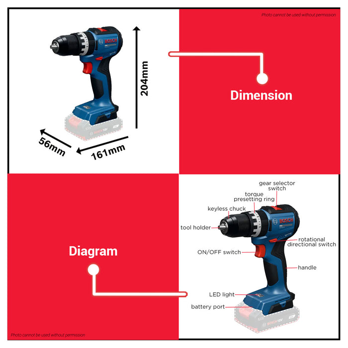 Buildmate x [KIT] BOSCH CORDLESS IMPACT DRILL DRIVER WITH BATTERY AND CHARGER GSB 18V-52 LI (06019S01KF) BLC