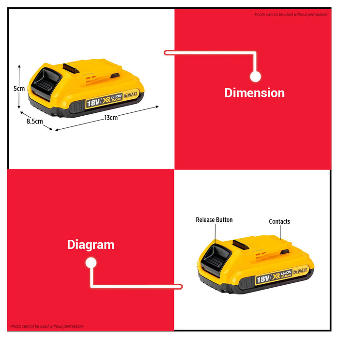 Buildmate x DEWALT 18V 2.0Ah XR Li-Ion Battery Pack DCB183-B1