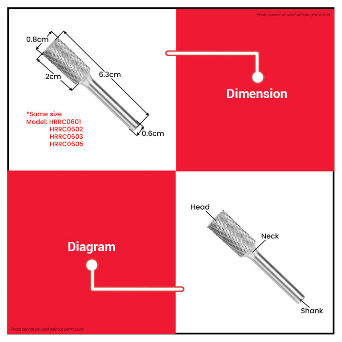 INGCO 6mm Shank Tungsten Carbide Rotary Burr Cylindrical Flame Conical Tree Shape For Die Grinder Metal Wood Carving & Polishing - IHT