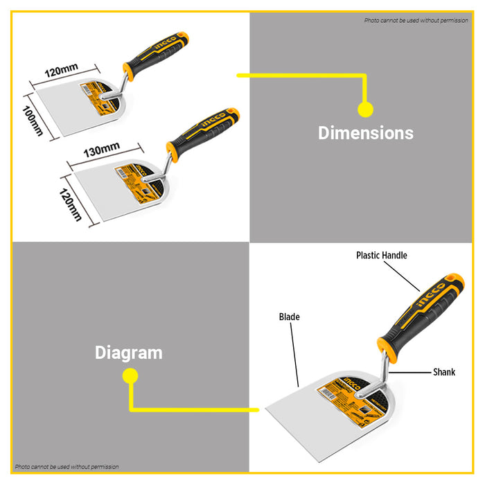 BUILDMATE Ingco Bricklaying Trowel 100x120mm /  120x130mm Plastering Brick Layering Cement Smoothening Masonry Finishing Constructions Trowels Tool  - IHT