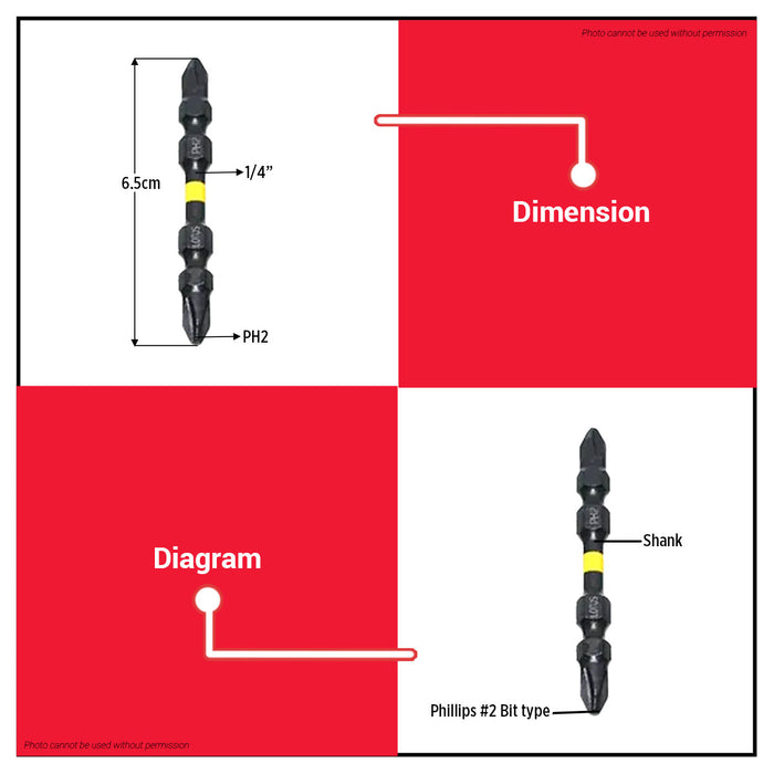 Buildmate x LOTUS PH2 65MM Magnetized Impact Screw Bit 10PCS/SET Double Ended Precision Bit LTIB65 LHT