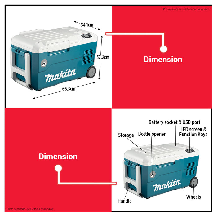 Buildmate x MAKITA Cordless Cooler and Warmer Box 20L XGT LXT 40V 18V 12V 24V Portable Refrigerator CW001GZ01
