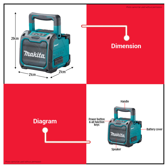 Buildmate x MAKITA Cordless Bluetooth Jobsite Speaker 12V 14.4V 18V Wireless Audio DMR200