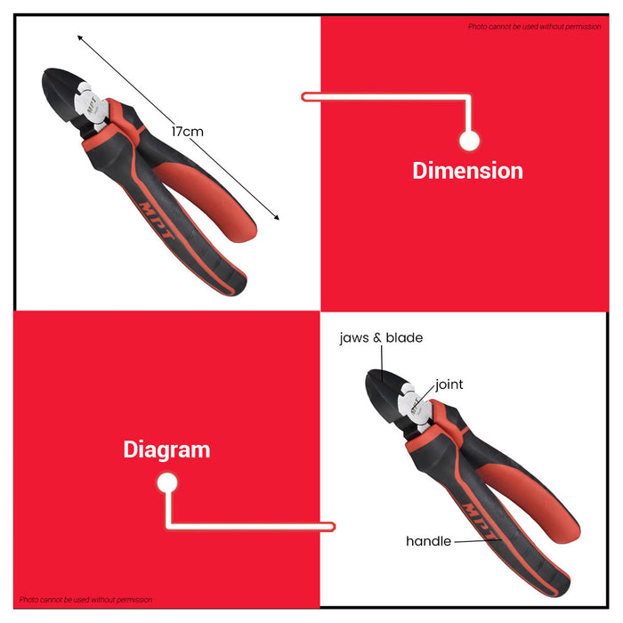 Buildmate x MPT 7in Diagonal Cutting Pliers CR-V Steel 180mm MHB01003-7 HT