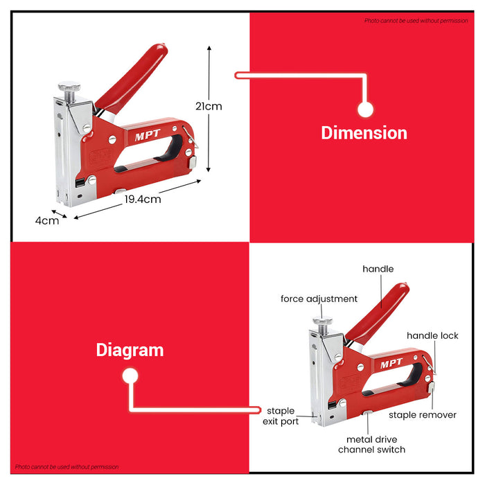 Buildmate x MPT 3-Way Staple Gun Narrow Crown Cable Staples Brad Nails MHI03003 HT