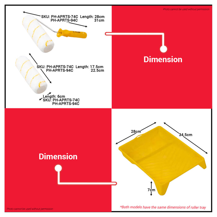Buildmate x POWERHOUSE Paint Roller Tray & Refill Set 4” / 7” / 9” Cotton Handle PH-MPRRS / PH-APRTS PHHT