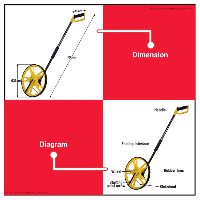 Buildmate x PowerHouse Mechanical Distance Measuring Wheel 12" 0-9999.9m PH-MDSMW-12 PHHT