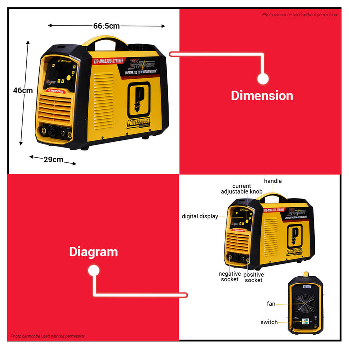 Buildmate x PowerHouse Inverter Type Welding Machine TIG Striker 300amp (TIG-MMA300-STRIKER) PHWM