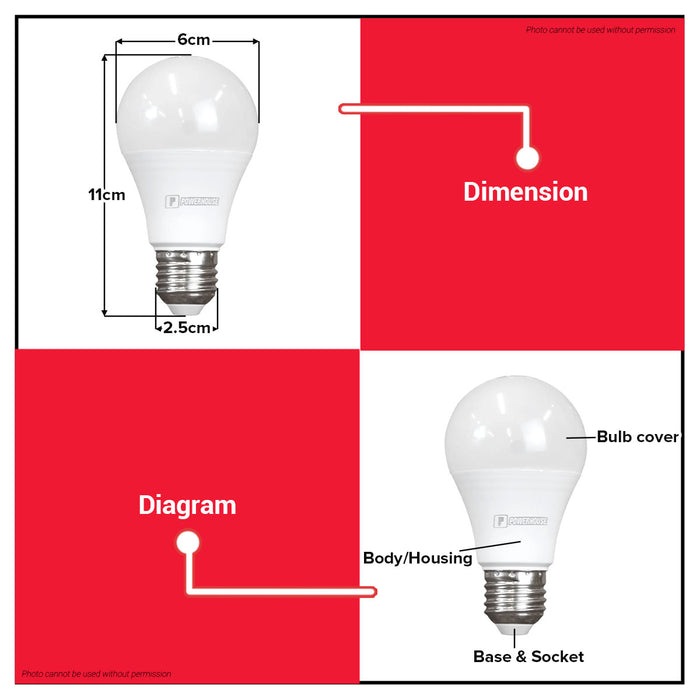 LIGHTHOUSE LED Bulb E27 (PREMIUM) 12W A60 DAYLIGHT | WARM WHITE SOLD PER PIECE •BUILDMATE•