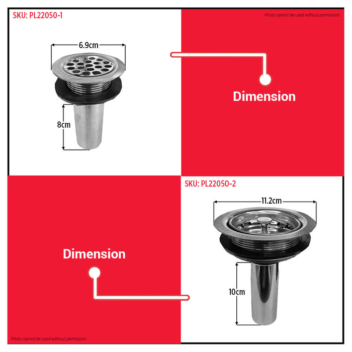 Buildmate x POLOLOCK Stainless Steel Basket Strainer 1-1/2 & 4-1/2" Sink Drain Filter Kitchen Plumbing