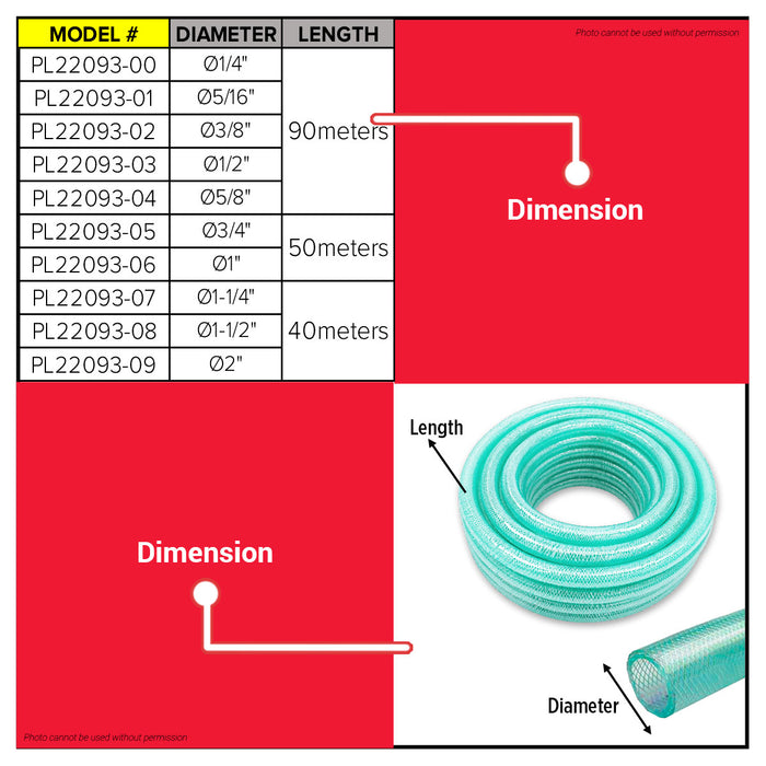 Buildmate x Pololock Chemical Hose PVC Industrial Fluid Transfer Hose Available in Multiple Sizes 1/4,1/2,5/8,1,1-1/4,1-1/2,2 90m/50m/40m PL22093 Series