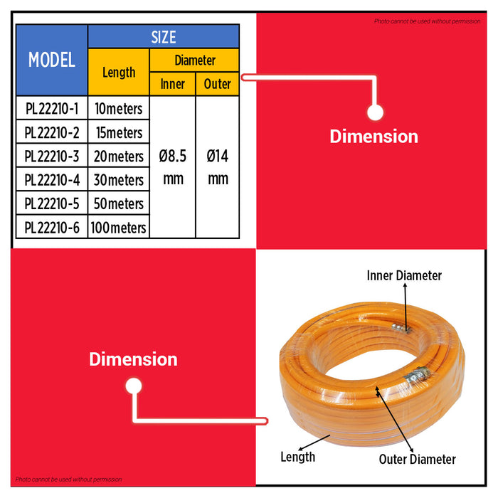 BUILDMATE x POLOLOCK Power Sprayer Hose Orange – 10m / 15m / 20m / 30m / 50m / 100m High-Pressure PVC Hose for Spraying & Cleaning