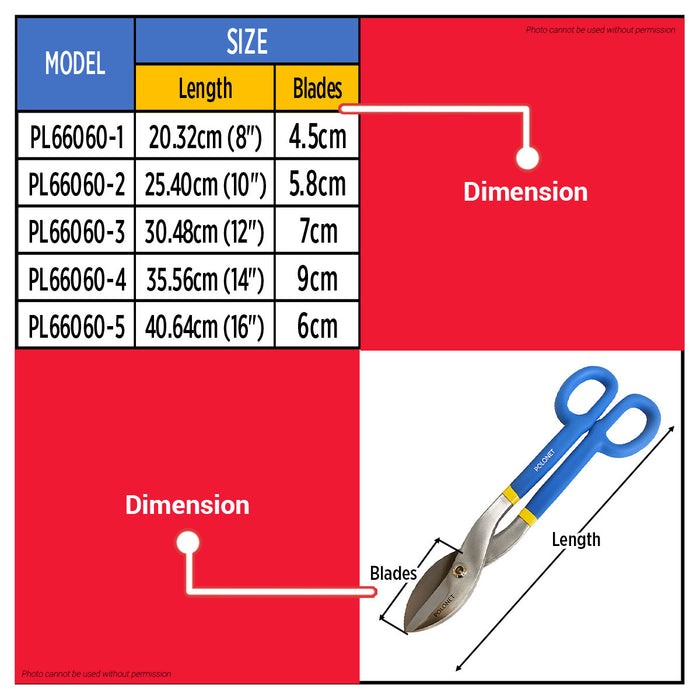 BUILDMATE x POLOLOCK by POLONET Tin Snip 8” / 10” / 12” / 14” / 16” – Heavy Duty Metal Cutting Shears