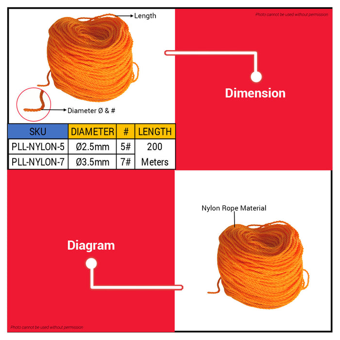 POLOLOCK 2.5/3.5mm Nylon Rope Orange for Construction, Outdoor, Tents PL66370-04 PL66370-06 | BUILDMATE