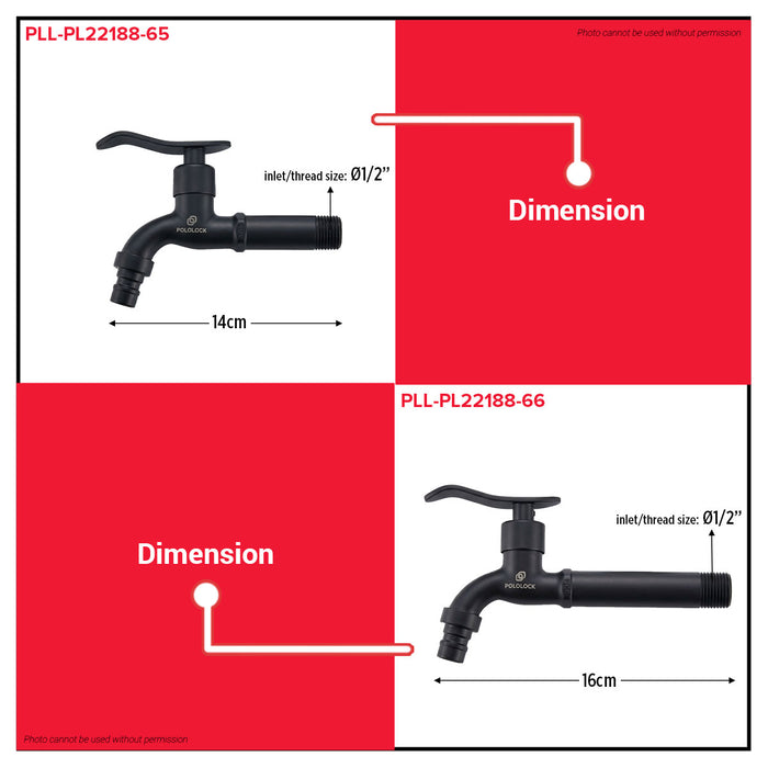 Buildmate x Pololock Matte Black Stainless Sink Faucet 1/2" x 67mm/97mm 304 Steel PL22188